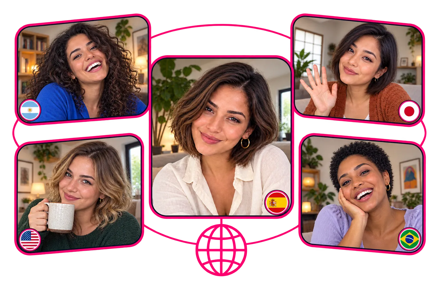 Videollamadas con mujeres de Argentina, España, Estados Unidos, Japón y Brasil