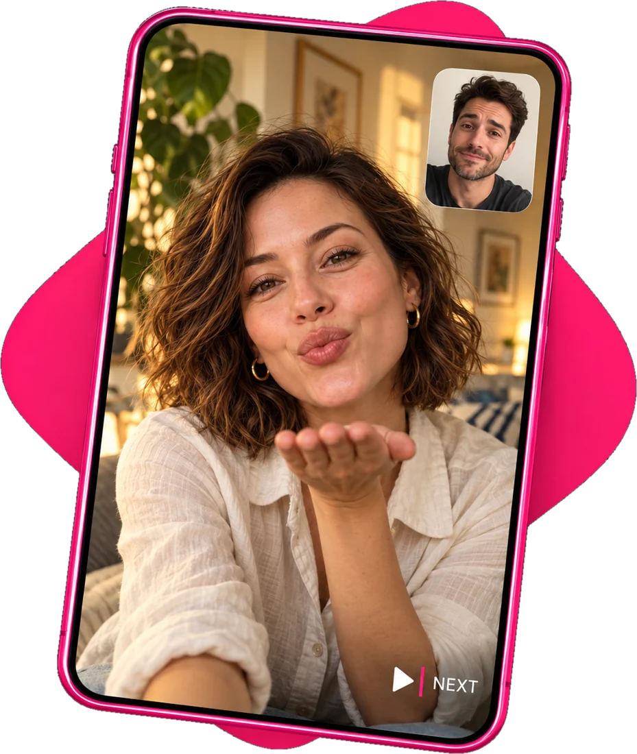 Mujer lanzando un beso en una videollamada